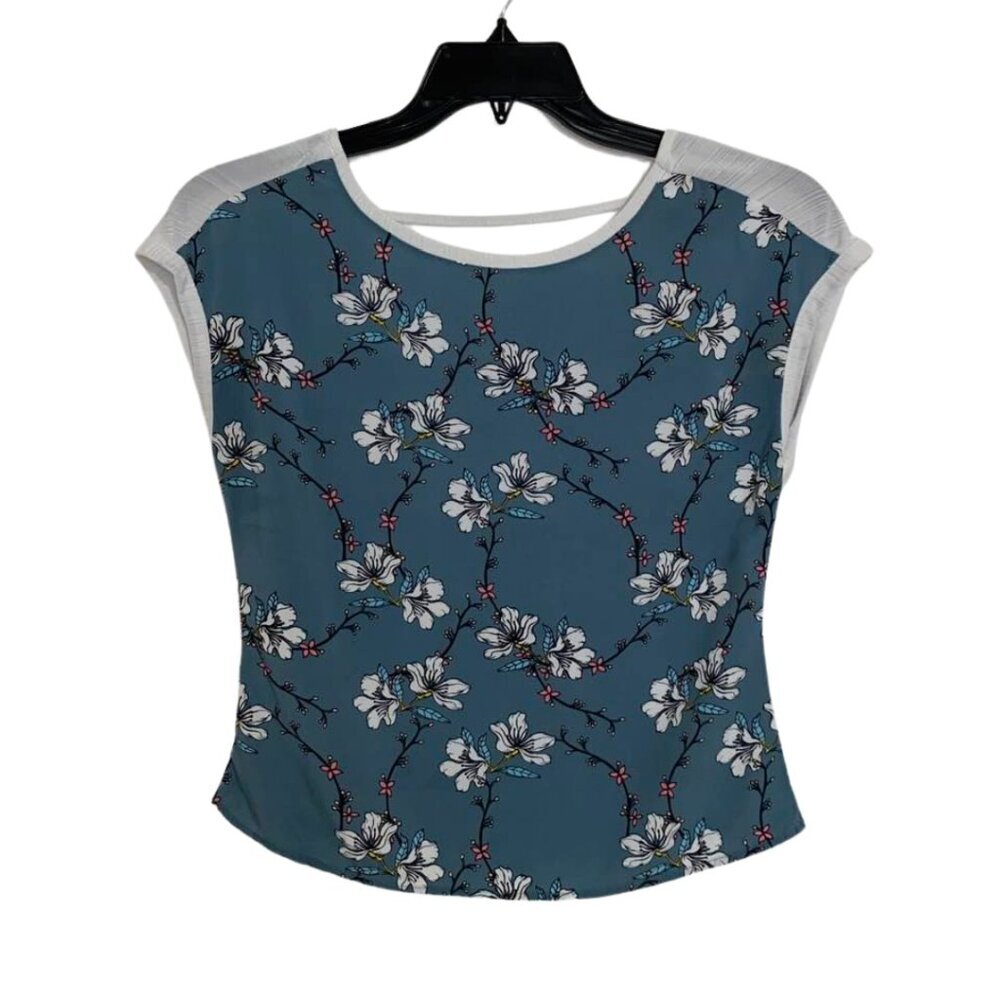 Esprit EDC Lightweight Floral Print Cap Sleeve Top Size XS